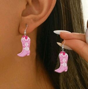 Pink Cowboy Boot Earrings